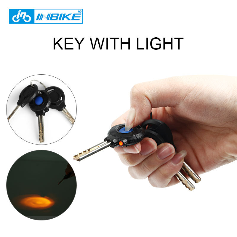 INBIKE Bicycle Lock Anti-theft Cable Lock 0.85m Waterproof Cycling Motorcycle Cycle MTB Bike Lock with Illuminated Key CB106