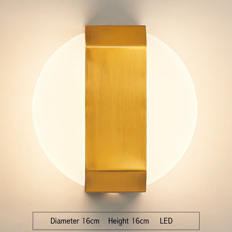 Envío rápido, luz de pared interior moderna de cristal dorado para dormitorio, mesita de noche, decoración de sala de estar, aplique LED, lámpara de baño