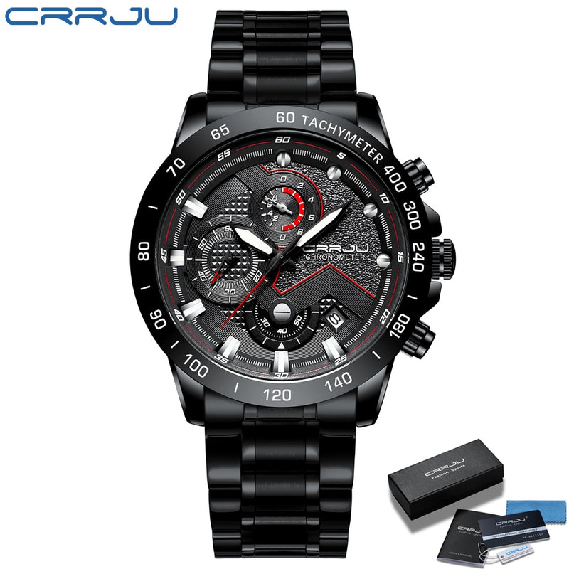 CRRJU 2021 Neue Mode Herrenuhren mit Edelstahl Top Marke Luxus Sport Chronograph Quarzuhr Herren Relogio Masculino