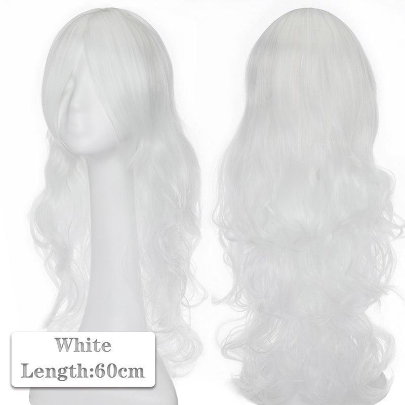 HAIRRO 80cm Halloween Cosplay Wig Long Wig Middle Part Hair Wig Cosplay Natural Wavy Heat Resistant Synthetic Wigs For Women