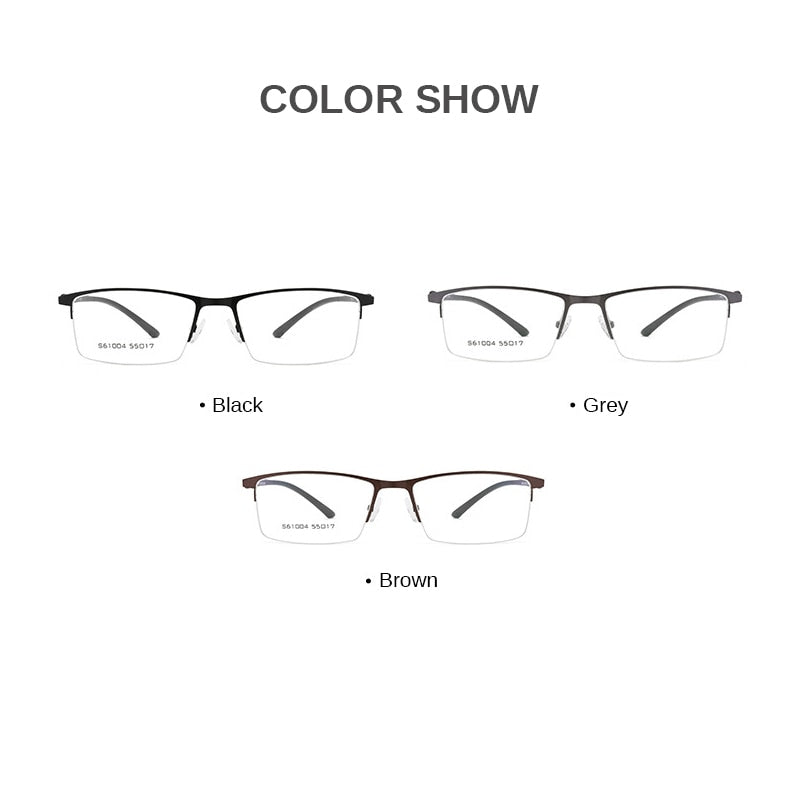 Business Half Rim Men Glasses Frame Metal Alloy Eyeglasses Fashion Cool Optical Eyewear Man Spectacles Prescription Frames