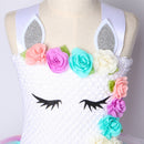 Blumenmädchen Einhorn Tutu Kleid Pastell Regenbogen Prinzessin Mädchen Geburtstag Party Kleid Kinder Kinder Halloween Einhorn Kostüm 1-14 Jahre