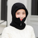 1pcs Women Winter Knitted Hat New Add Fur Lined Warm Winter Hats For Women With Zipper Keep Face And Ear Warmer Balaclava Cap