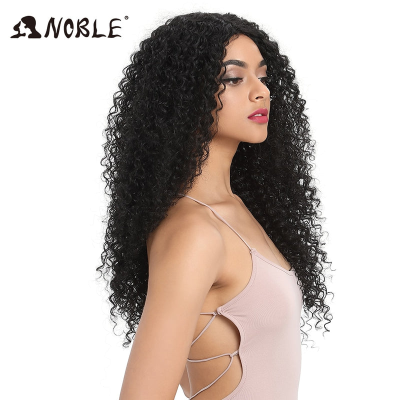 Noble Hair 26&quot;Inch Synthetic Lace Wig For Black Wig African American Long Kinky Curly Heat Resistant Fiber Wigs For Black Women