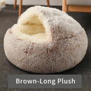HOOPET Katzenbett, rundes Katzennest, Welpenhöhle, langes Plüsch-Haustierbett, warmes Katzenbett, 2-in-1-Katzenkissen, Schlafsofa