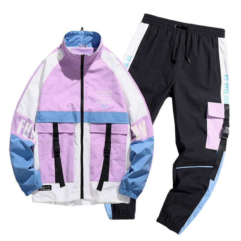 Men Streetwear Tracksuit Harajuku Joggers Suit Sets Mens Tracksuit Jacket+Pants 2PC Sets  Spring Autumn Jackets+ Long Pants