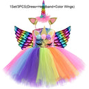 Arco Iris lentejuelas unicornio niños disfraces princesa niña vestido fiesta disfraz Halloween flor niñas vestidos para bodas rodilla