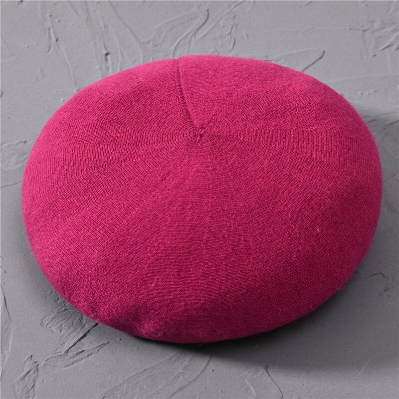 Women Beret Fashion Hat Winter Female Knitted Cotton Wool Hats Spring Brand Girls Wool Solid Color Beret