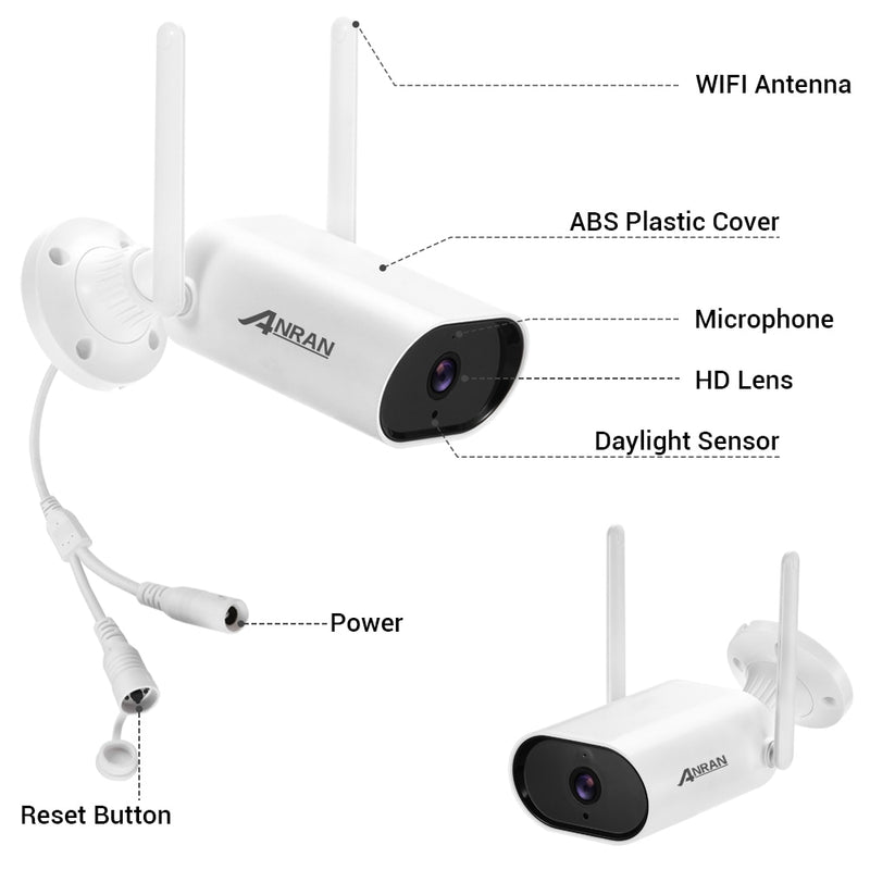 ANRAN 5MP H.265+ Ultra HD Video Security System Waterproof Outdoor Wireless IP Cameras Plug &amp; Play NVR Kit Night Vision Free APP