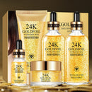 24K Gold Skin Care Set 5 PCS mit Box Face Toner Essence Cream Nicotinamid Anti-Aging Serum Facial Cleanser Kit für Damen M