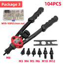 HIFESON Nietmutternpistole mit Handgewinde, 70/95/300 STÜCKE, Muttern einsetzen, manuelles Nietgerät, Nietwerkzeug für M3, M4, M5, M6, M8, M10, M12