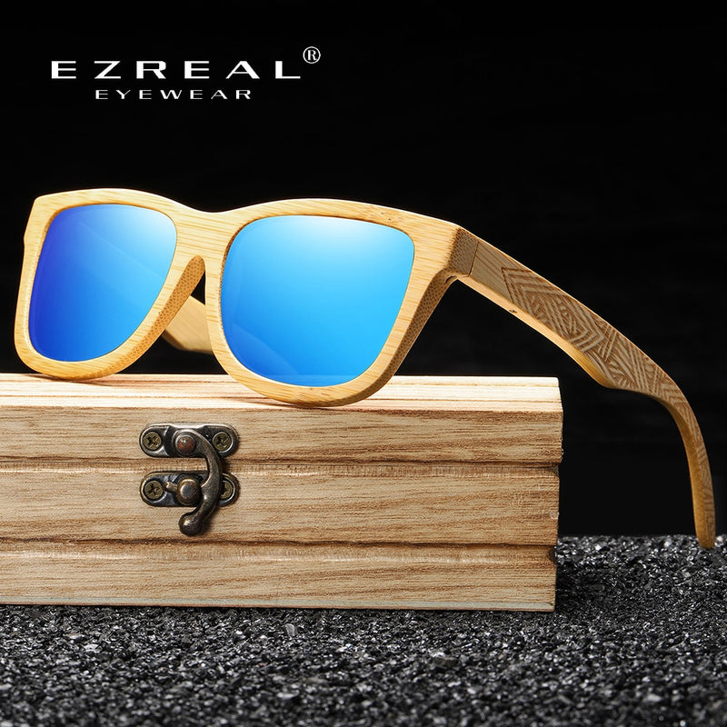 EZREAL Brand Design Handgefertigte Naturholz-Bambus-Sonnenbrille Luxus-Sonnenbrille Polarisierte Holz-Oculos de Sol Masculino