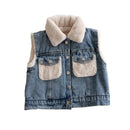 80-140 cm Winter Mädchen Jungen Dicke Warme Fleece Weste Baby Kinder Kinder Jeans Denim Weste
