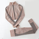 Conjuntos de 2 piezas para mujer, conjuntos de Yoga, ropa de gimnasio sin costuras, abrigo deportivo, mallas de cintura alta, traje deportivo para niña, ropa deportiva