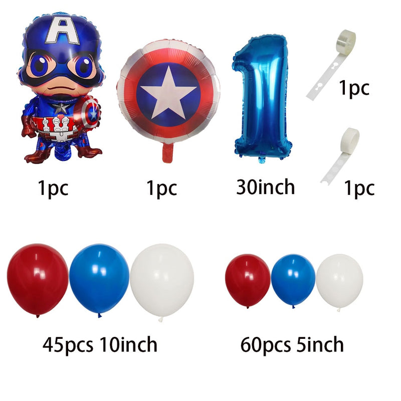 1Set Super Hero Balloon Captain America Birthday Party Decorations Baby Shower Decor Kids Party Cartoon Character Balloon Globos