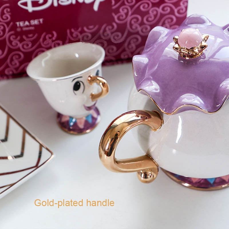 BORREY Ceramic Tea Sets Beauty And The Beast Teapot Mug Mrs Potts Chip Tea Pot Cup Coffee Pot Cup Wedding Gift Table Decoration