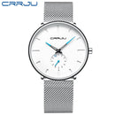 CRRJU Fashion Blue Men Watch Top Luxury Brand Minimalist Ultra-thin Quartz Watch Casual Waterproof Clock Relogio Masculino