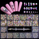 21 Grids Crystals Diamonds Nail Strasssteine ​​Set 3100pcs FlatBack Strasssteine ​​Kit funkelnde Nail Art mit 1 Stift für Dekorationen