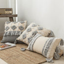 Kissenbezug im marokkanischen Stil, Büschel, Quasten, handgefertigt, neutral, Dekoration, Kissenbezug, 45 x 45 cm/30 x 50 cm, für Schlafsofa, Grau, Elfenbein, Diamantstreifen