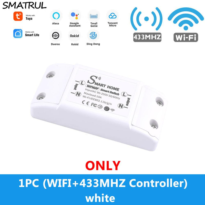 SMATRUL Tuya Smart Home APP WiFi Interruptor táctil Luz RF 433Mhz Panel de pared DIY Módulo de relé Temporizador Alexa Socket Lámpara 110-220V