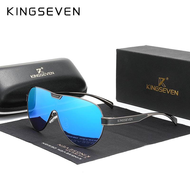 KINGSEVEN Neue übergroße Sonnenbrille Männer und Frauen polarisierte Spiegelglasbrille UV-Schutz Herrenbrille Edelstahl N7762