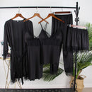 Albornoz Kimono Sexy para mujer, camisón de satén, ropa para el hogar, ropa interior de retazos de encaje sedoso, camisón de lencería íntima, ropa de dormir