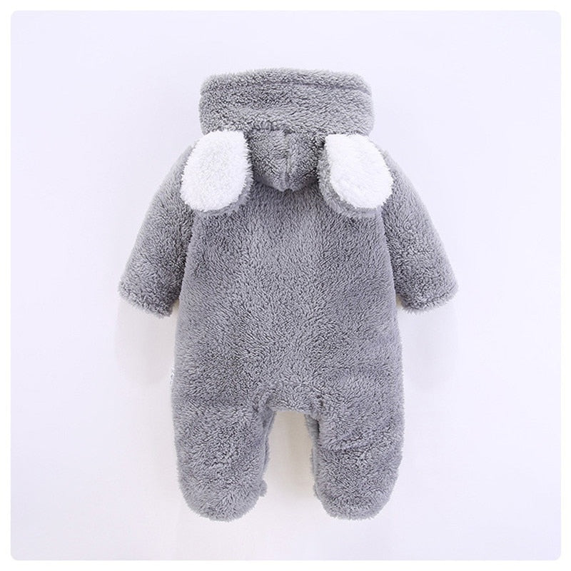 PatPat New Winter Warm Cotton Casual Newborn Cute Bear Design winter Hooded Jumpsuit Bag Foot Romper For Baby Boy Baby Girl