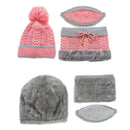 3 Pcs/set Winter Hats For Women With Breathing Mask 2in1 Knitted Hat Girl Pompoms Hat Warm Add Fur Lined Protective Winter Hat