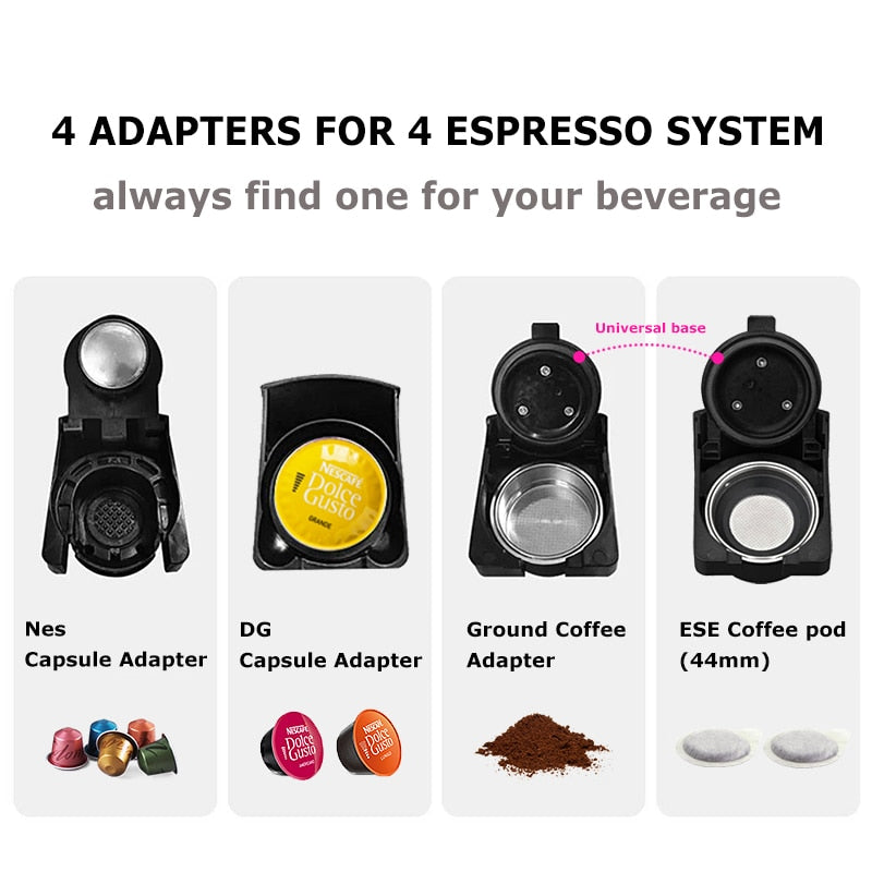 HiBREW Coffee Machine 4in1 Multiple Capsule Espresso  Dolce Milk&amp;Nespresso&amp;ESE Pod&amp;Powder Coffee Maker Stainless Metal Outook H3