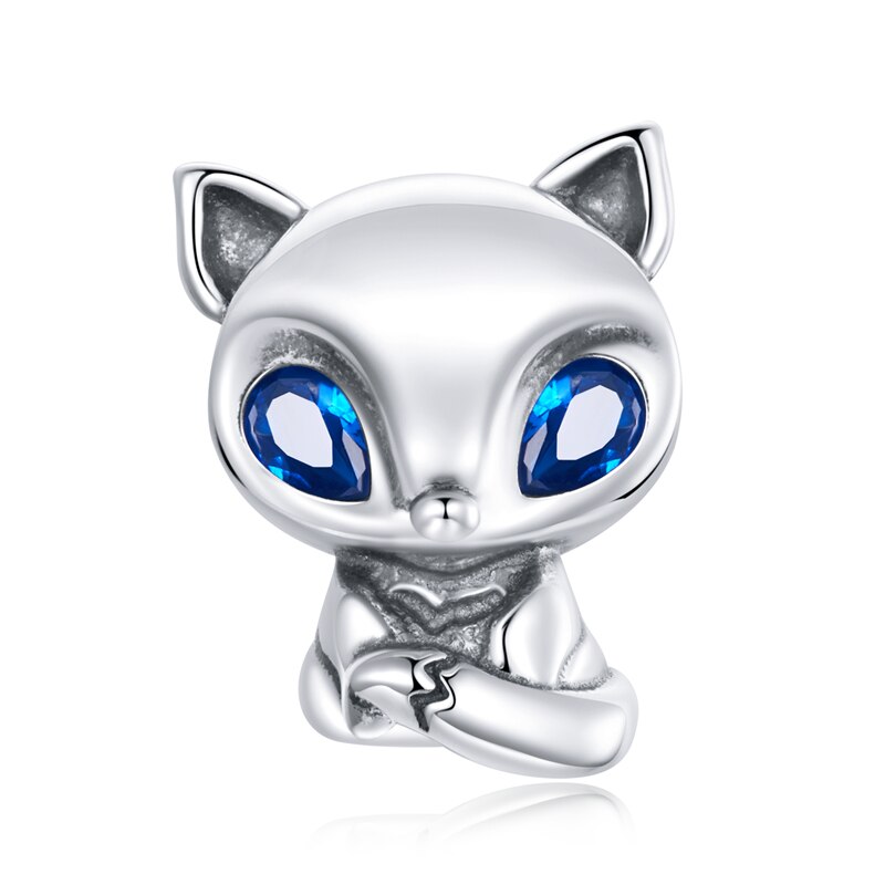 WOSTU Cute Cat Charms 925 Sterling Silver Animal Pussy Zirconia Beads Fit Original pulsera colgante DIY collar joyería