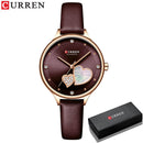 CURREN Uhren Damenmode Leder Quarz Armbanduhr Charming Strass Weibliche Uhr Zegarki Damskie