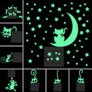 Glow in the Dark Katze Aufkleber Kinderzimmer leuchtende Aufkleber Home Decor Cartoon Wandaufkleber Auto Telefon Badezimmer Toilette Dekoration