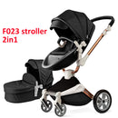 Hot Mom Kinderwagen 3 in 1 Reisesystem mit Stubenwagen und Autositz, Kinderwagen mit 360° Rotationsfunktion, Luxuriöser Kinderwagen F023