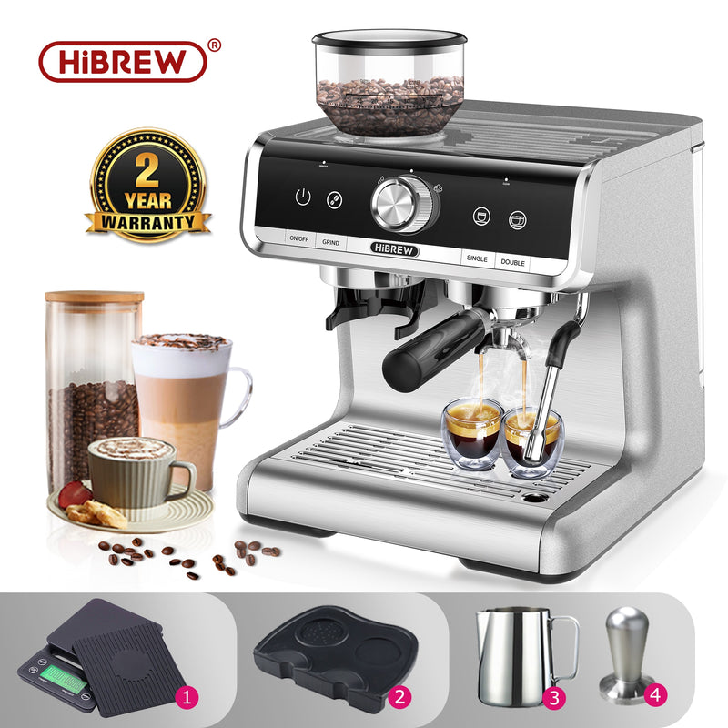 HiBREW Barista Pro 19Bar Bean to Espresso, Cafetera Commercial Level Kaffeemaschine mit komplettem Kit für Cafe Hotel Restaurant H7