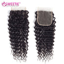 Sweetie Brazilian Deep Wave Bundles mit frontalem Verschluss, 100 % Echthaar-Webart, 3 oder 4 Bundles mit Ohr-zu-Ohr-Frontal, nicht remy