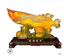 Chinesischer Stil Lucky Home Office Company Auto Talisman Money Drawing Fortune Arowana Golden Resin Fish Dekorative Statue