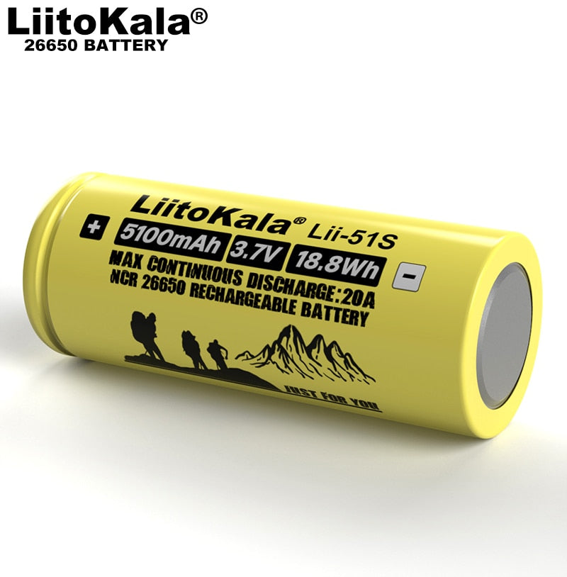 6-30PCS Liitokala LII-51S 26650 20A batería de litio recargable 26650A, 3.7V 5100mA. Adecuado para linterna