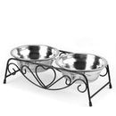 Benepaw Stainless Steel Double Dog Bowls With Stand Sturdy Anti-skid Elevated Pet Feeder No Flipping Water Food Puppy Eating