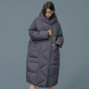 Abrigo de plumón de pato cálido de gran tamaño para invierno de S-7XL, chaqueta cálida de plumón x largo para mujer, Parkas gruesas y cálidas con capucha estilo capullo F192