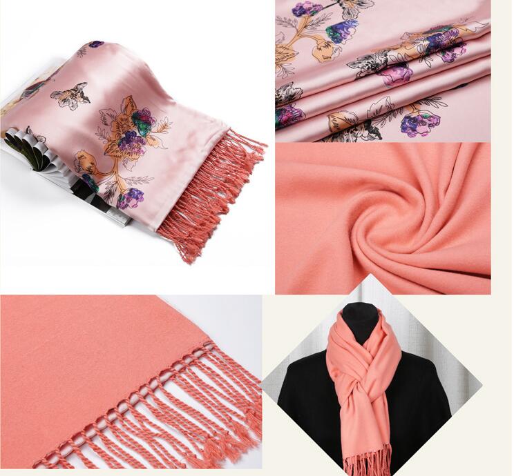 Silk digital printed  double-sided brushed shawl