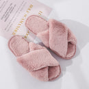 Winter Women House Slippers Cross Faux Fur Ins Fashion Warm Shoes New Indoor Warm Cotton Slippers Thickened Leak-Toe Fur Slides