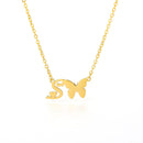 Collar con inicial de mariposa para mujer, cadena de oro de acero inoxidable, collar con letra AZ, colgante, bisutería para mujer, regalo de joyería Bohemia 2020