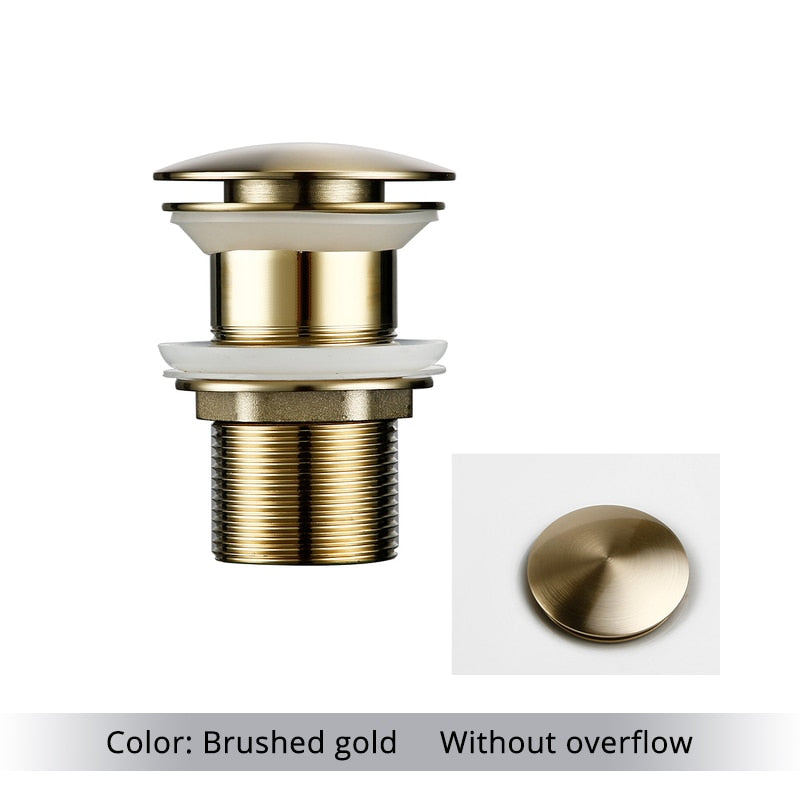 Bathroom Basin Sink Pop-Up Drain Waste Stopper Bathroom Faucet Accessories Solid Brass Material Black Chrome Rose Brushed Gold