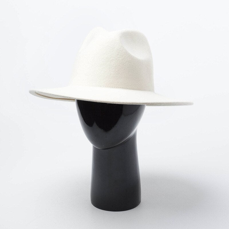 Eleganter Wollfilzhut, weißer Fedora mit breiter Krempe, für Hochzeit, Kirchenhut, Fedora-Hut, Dame, Winter, Floppy, Sombrero, Mujer, Fascinator, Mütze