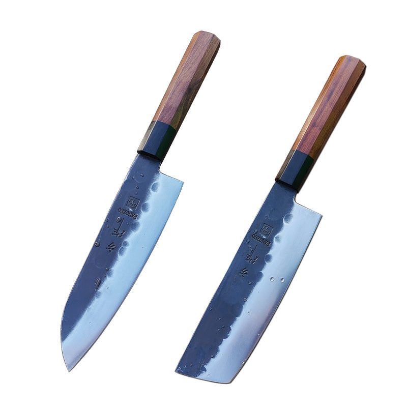 Cuchillos de cocina japoneses FANGZUO, cuchillo de acero inoxidable de alto carbono forjado, cuchillo de cocina afilado Santoku, herramienta para cortar cuchillos de utilidad