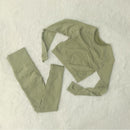 Conjunto de Yoga sin costuras para mujer, mallas de gimnasio de cintura alta a prueba de sentadillas, camisetas, camisetas de manga larga, conjuntos deportivos de entrenamiento de Fitness