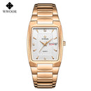 Relogio Masculino WWOOR 2022 Neue quadratische Uhr Herren mit automatischem Wochendatum Mann Quarz Armbanduhren Luxus Edelstahl Gold