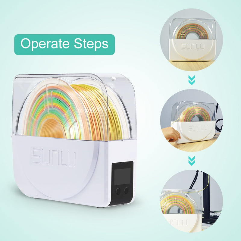 SUNLU 3D-Filament-Trocknungsbox S1 Halten Sie das Trocknen während des Druckens aufrecht Timing-Funktion Temperatur einstellbares LCD-Display Beobachtbare obere Abdeckung