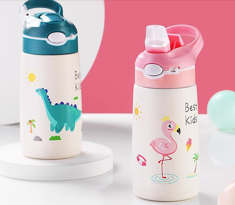 400ML Children Thermos Water Bottle Kids Thermos Mug Baby Duck Billed Straw 316 Stainless Steel Vacuum Flasks Tumbler Thermo Cup