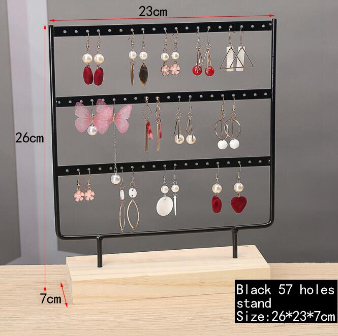 Nice Steel Earrings Storage Holder Jewelry Display Stand for Earrings Necklaces Bracelets Pendants Wooden Base Jewellery Rack